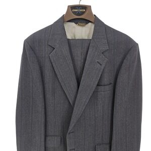 Johnny Carson Blazer Mens 44 Regular‎ Gray Pinstripe Suit Jacket Pants Set USA